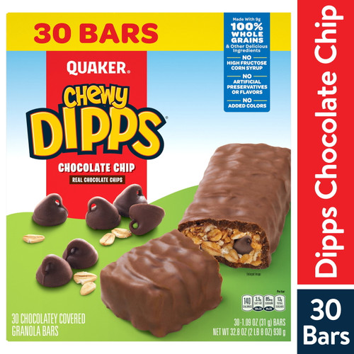 Quaker Chewy Dipps Granola Bars, Chocolate Chip 30 Pack