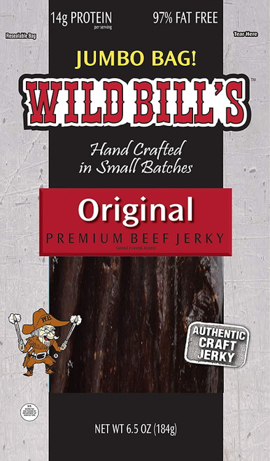 Wild Bill's Jumbo Bag Beef Jerky, Hickory Smoked, 6.5-ounce 2 Pack Bulk