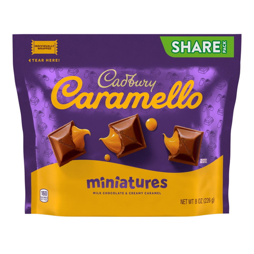 Cadbury, Caramello Miniatures Milk Chocolate And Caramel Candy Bars, Individually Wrapped, 8 Oz, Share Pack
