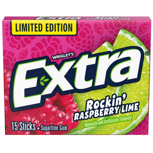 (price/case)extra Raspberry Lime Gum Slim Pack 12-10-15 Piece