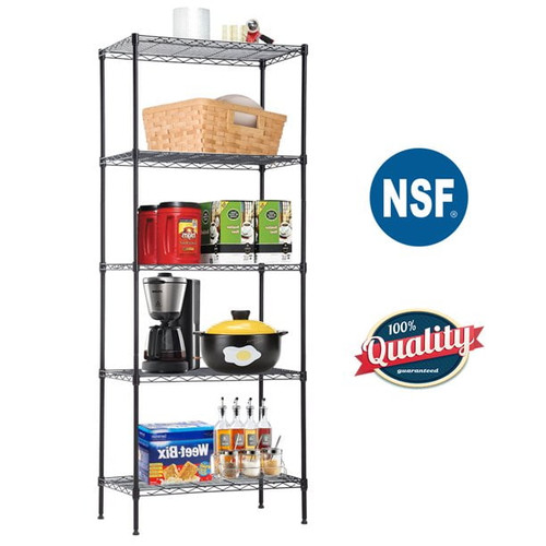 5-wire Shelving Unit Steel Large Metal Shelf Organizer Garage Storage Shelves Heavy Duty Nsf Commercial Grade Utility Storage Metal Layer Rack For Garage Kitchen Office