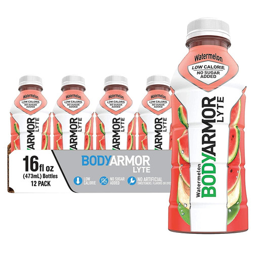 Bodyarmor Lyte Sports Drink Low-calorie Sports Beverage, Watermelon, Natural Flavors With Vitamins, Potassium-packed Electrolytes, No Preservatives, Perfect For Athletes, 16 Fl Oz (pack Of 12)