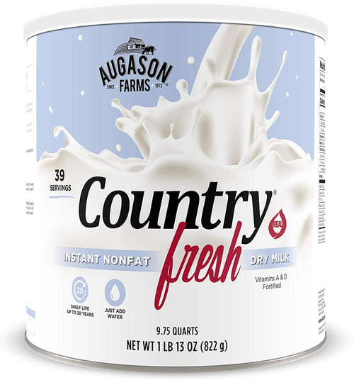 Augason Farms 5-90620 Country Fresh 100% Real Instant Nonfat Dry Milk, 1 Lb, 13 Oz.