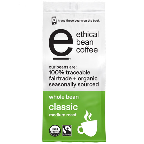 Ethical Bean Classic Medium Roast Fairtrade Organic Whole Bean Coffee, 12 Oz Bag