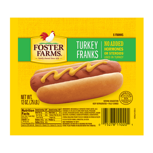 Foster Farms Turkey Franks, 12 Oz, 8 Ct