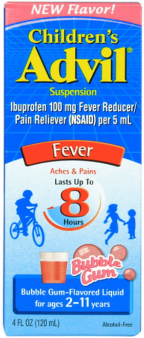 Advil Ibuprofen Fever Reducer/pain Reliever Oral Suspension, Bubble Gum 4 Oz (pack Of 3)