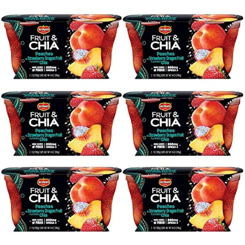 Del Monte Fruit And Chia Fruit Cup Snacks, Peaches In Strawberry Dragon Fruit, 12 Pack, 7 Oz