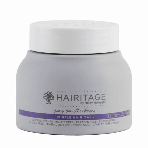 Hairitage Pass On Brass Argan Oil Purple Hair Mask Deep Conditioner For Color Treated Hair, 8 Fl. Oz
