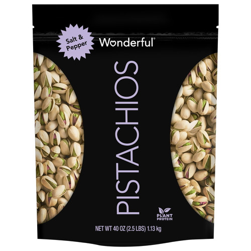 Wonderful Pistachios, Salt & Pepper, 40 Ounce Resealable Pouch