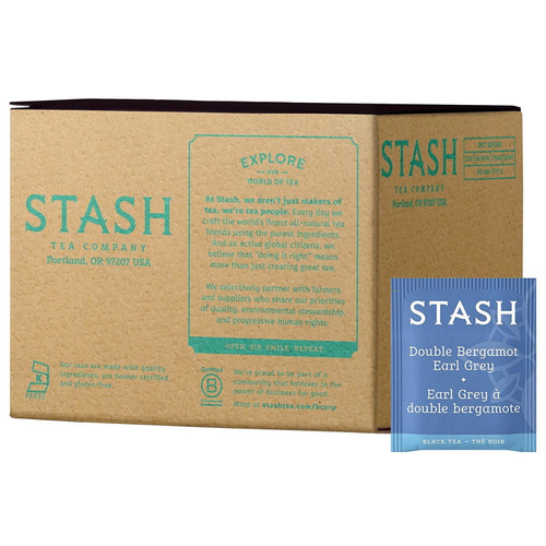 Stash Tea Double Bergamot Earl Grey Tea 100 Count Box Of Tea Bags, Full Caffeine Tea, Black Tea With Bergamot, Enjoy Hot Or Iced