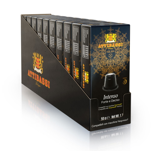 Attibassi Nespresso Compatible Coffee Pods Dark Roast Italian Blend Intenso 100 Count