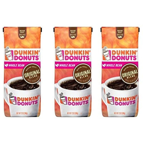 Dunkin Donuts Original Blend Whole Bean Coffee, 12 Oz. (pack Of 3)