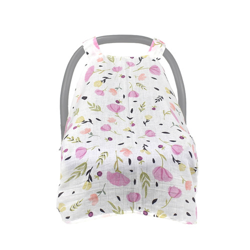 Abanopi 114 * 90cm/ 44.9 * 35.4in Baby Car Seat Cover Breathable Muslin Car Seat Canopy Nursing Cover For Infant Boys Girl