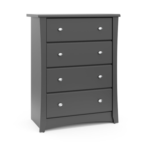 Storkcraft Crescent 4 Drawer Modern Vertical Dresser Gray Finish