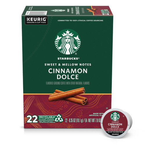 Starbucks Cinnamon Dolce Flavored Coffee, K-cup Coffee Pods, Naturally Flavored, 22 Ct​