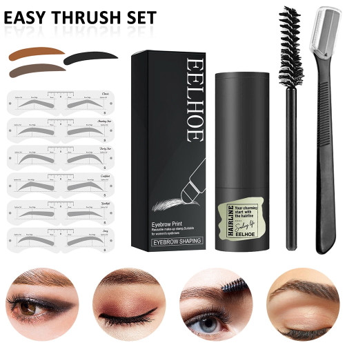 Duety Eyebrow Stamp And Eyebrow Stencil Kit - 1 Step Eyebrow Stamp And Shaping Kit For Perfect Brow， 6 Eyebrow Stamp Stencils Kit， Long-lasting， Waterproof， Brown