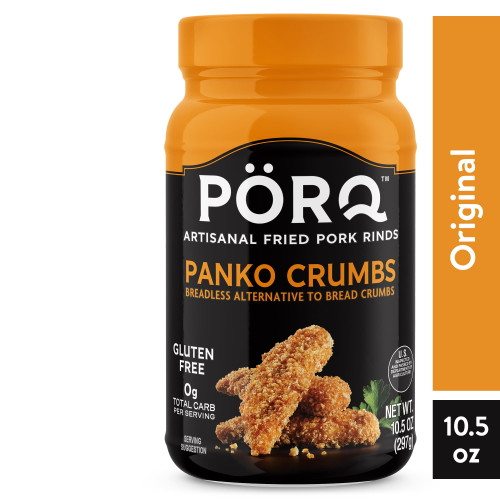 Pörq Pork Rind Panko Crumbs, Gluten Free, Keto Friendly, 10.5 Oz Canister