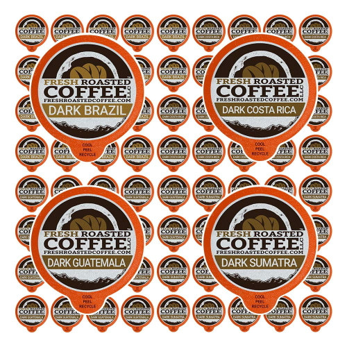 Fresh Roasted Coffee, Dark Roast Coffee Pod Variety Pack, 72 Count For Keurig K-cup Brewers