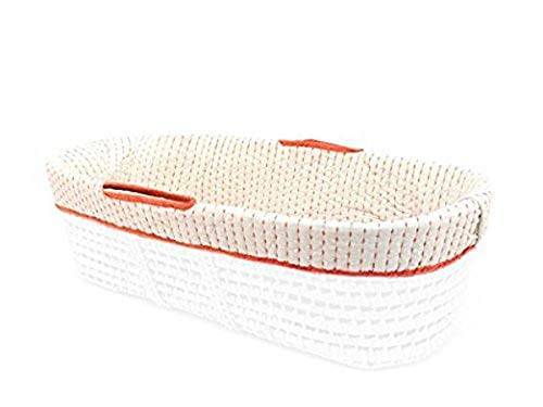 Tadpoles Line Stitched Moses Basket Bedding Only, Orange/cream Reversible