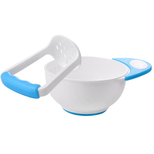 Hemoton 1 Suit Baby Kid Baby Food Masher Plastic Serve Bowl Handmade Fruit Food Grinding Bowl Food Mill Bowl(sky-blue)