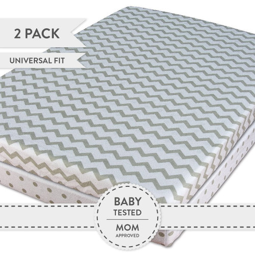 Waterproof Changing Pad Cover / Cradle Sheet -2 Pack Grey Chevron And Polka Dot
