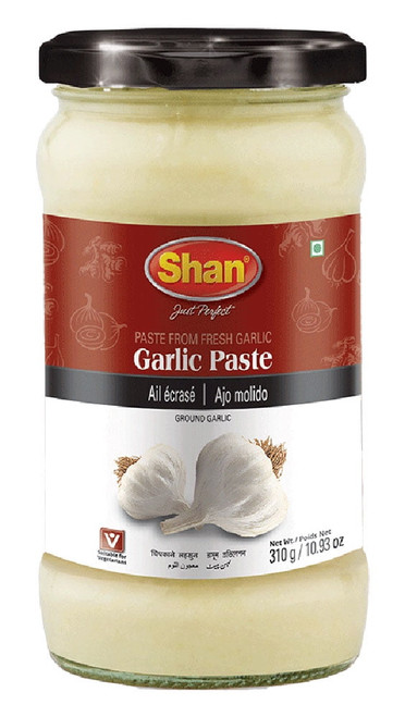 Shan Garlic Paste 10.93 Oz (310g) - Traditional Taste Enhancing Cooking Paste From Fresh Ground Garlic - Suitable For Vegetarians - Airtight Glass Jar