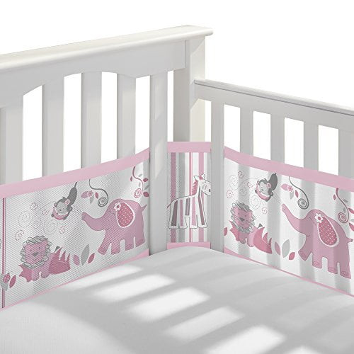 Breathablebaby Breathable Mesh Crib Liner – Classic Collection – Safari Fun Girl – Fits Full-size Four-sided Slatted And Solid Back Cribs – Anti-bumper