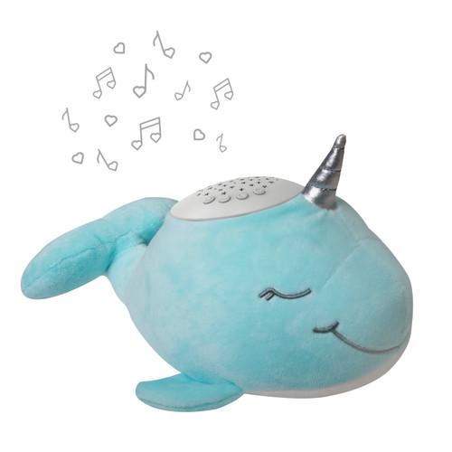 Purebaby™ Sound Sleepers Portable Sound Machine & Star Projector - Plush Sleep Aid For Baby And Toddlers With Soothing Night Light Display, 10 Lullabies, White Noise, And Heartbeat Sounds (narwhal)