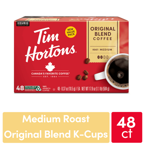 Tim Hortons Original Blend Medium Roast Keurig Coffee Pods, 48 Ct