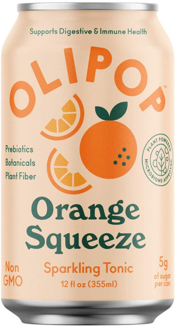 Olipop Sparkling Tonic Drink With Prebiotics And Digestive Health Benefits, Orange Squeeze, 12 Fl Oz (pack Of 12)