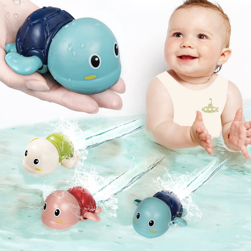 Howarmer 3 Pack Turtle Baby Bathtub Bath Toys, Wind Up Swimming Water Toys For Girls Boys, Floating Preschool Toddler Pool Toys