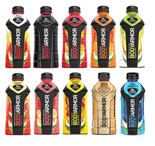 Bodyarmor Sports Beverage Drink, Multi-flavor Variety, Natural Flavor With Vitamins, Potassium-packed Electrolytes, No Preservatives, 28 Fl Oz With Oasis Snacks Sticker (10 Flavor Variety, Pack Of 10)