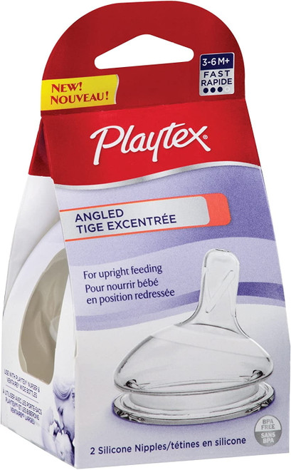 Playtex Angled Nipple, Fast Flow, 2-count