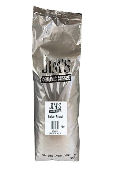 Jim's Organic Coffee Organic Whole Bean Coffee Very Dark Italian Roast 5 Lbs