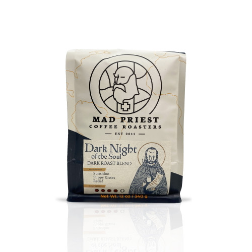 Mad Priest Coffee - Dark Night Of The Soul, Dark Roast Blend, Whole Bean, 10oz