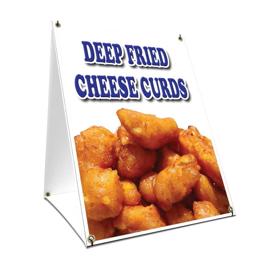 A-frame Sidewalk Deep Fried Cheese Curds Sign With Graphics On Each Side