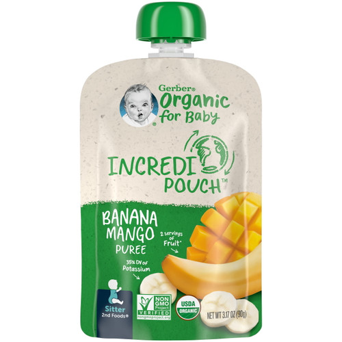Gerber 2nd Foods Organic For Baby Incredipouch Banana Mango, 3.17 Oz Pouch