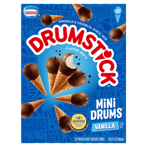 Drumstick Mini Drums Vanilla Sundae Ice Cream Cones, 20 Ct