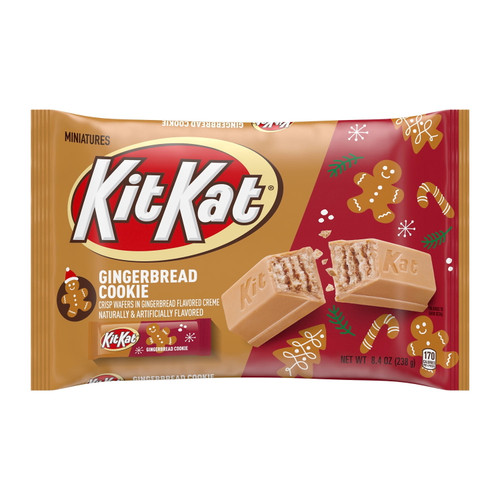 Kit Kat®, Miniatures Gingerbread Cookie Gingerbread Flavored Creme Wafer Candy Bars, Christmas, 8.4 Oz, Bag
