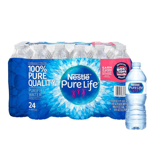 Nestle Pure Life(tm) Purified Bottled Water, 16.9 Oz., Case Of 24, 16.9 Fl Oz (pack Of 24)