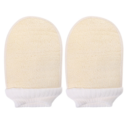 Nuolux 2pcs Loofah Exfoliating Gloves Exfoliating Body Mitts Loofah Body Scrubbers