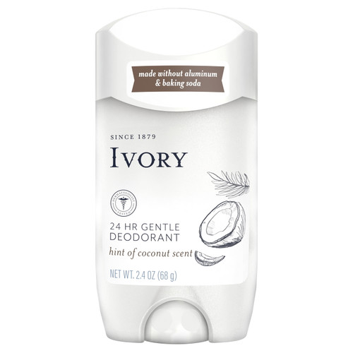 Ivory Deodorant, Hint Of Coconut, Made Without Aluminum And Baking Soda, 2.4 Oz