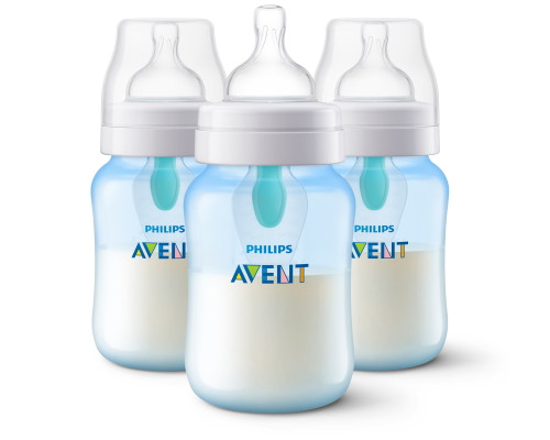 Philips Avent Anti-colic Bottle With Airfree Vent, 9oz, 3pk, Blue, Scy703/23