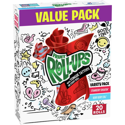 Fruit Roll-ups Fruit Flavored Snacks, Variety Value Pack, 0.5 Oz, 20 Ct