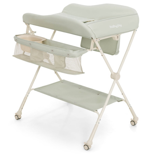 Infans Baby Diaper Changing Table Folding Newborn Nursery Organizer W/water Basin Wheel