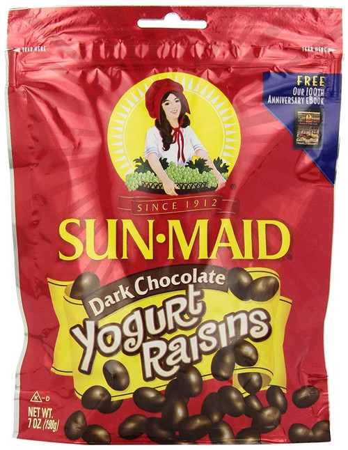 Sun-maid Dark Chocolate Yogurt Coated Raisins Snacks 7 Ounce Pouches Whole Natural Dried Fruit, No Artificial Flavors ,non-gmo (pack Of 6)