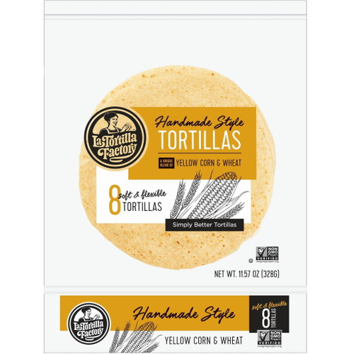 La Tortilla Factory Hand Made Style Tortillas, Yellow Corn, 8 Ea (pack Of 12)