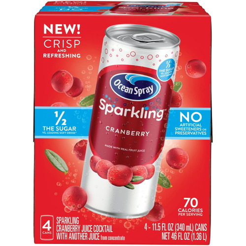 Ocean Spray Sparkling Cranberry Juice Cocktail, 4-11.5 Fl. Oz. Cans