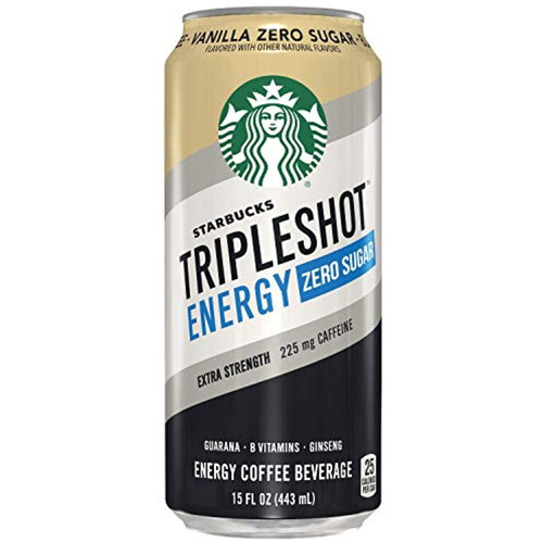 Starbucks Tripleshot Zero Sugar Energy Extra Strength Espresso Coffee Beverage, Vanilla, 15 Oz Cans (12 Pack)