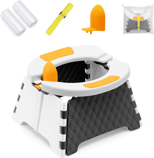 Portable Potty Training Seat For Toddler| Kids Travel Potty  In Car Camping| Collapsible Potty | Baby Potty Seat For Indoor And Outdoor (white)